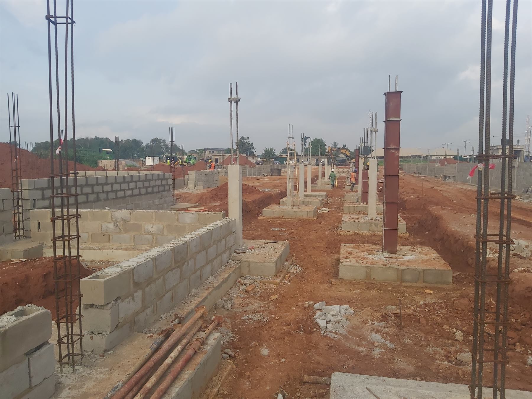 Building columns and blockwork in progress